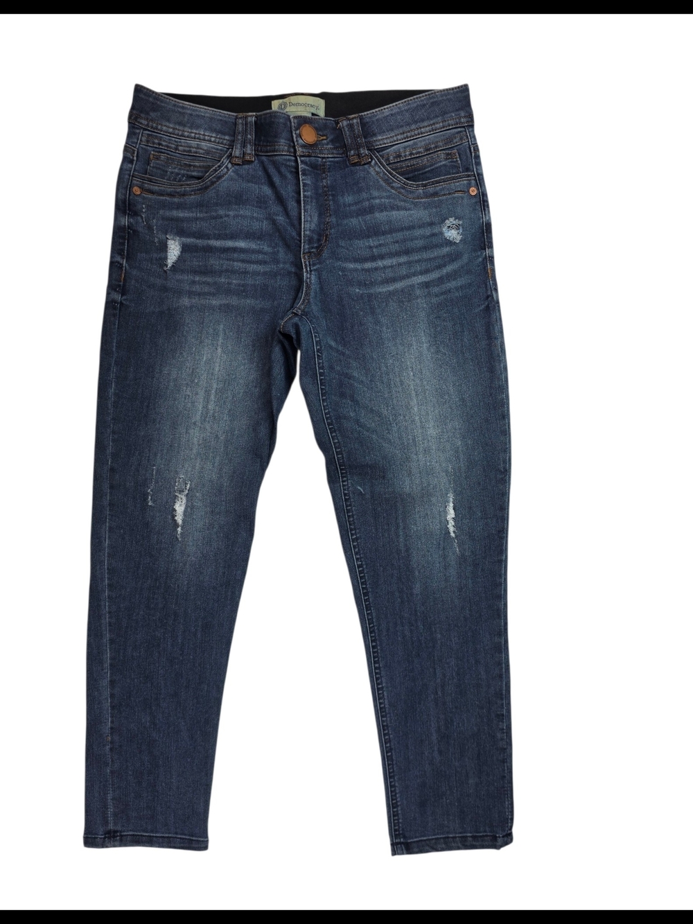 Democracy Blue Denim Jeans with Black Waistband Sz 10